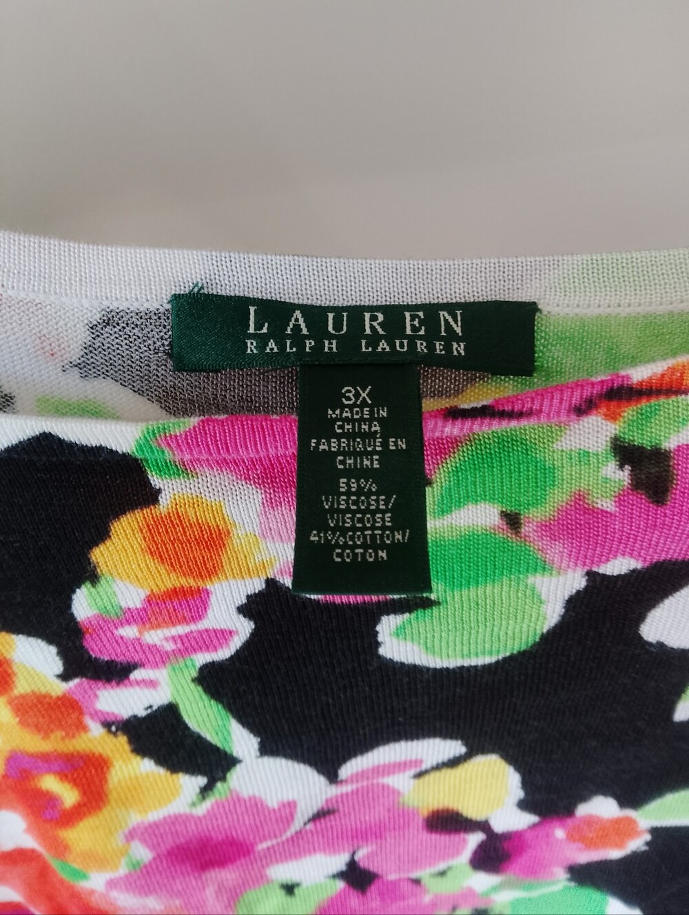 Lauren Ralph Lauren Multicolor Floral Top on Black 3XL - Picture 3 of 5